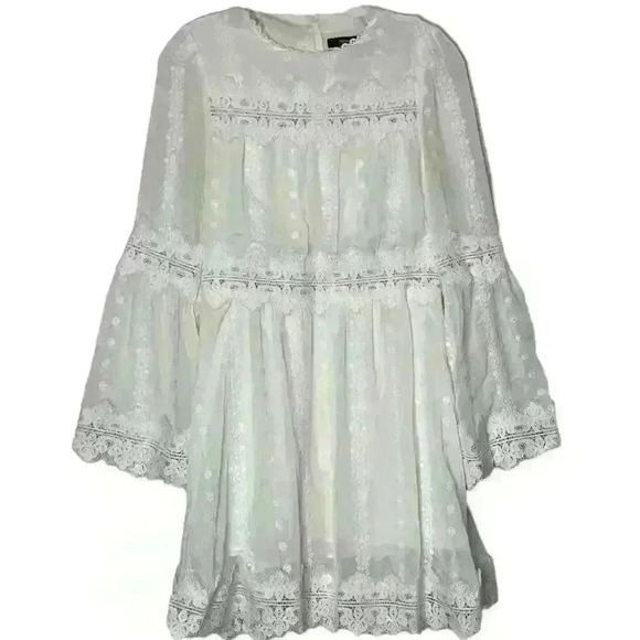 Strut & Bolt White Lace Long Sleeve Bell Sleeves Dress Size M - Picture 5 of 13